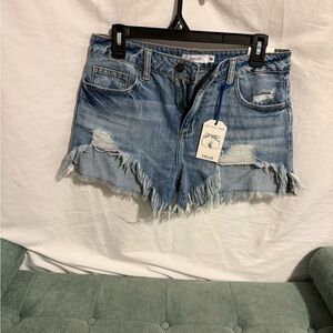 Cello Distressed Light Blue Jean Shorts